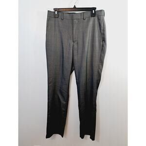 Billy London Men's Dress Pants Size 32x32 Gray Print Flat Front Polyester Rayon